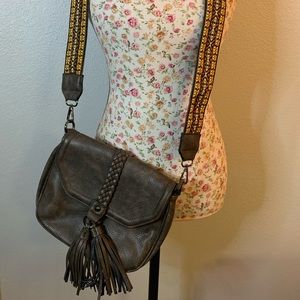 Brown leather crossbody purse